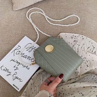 Beaded Strap Disc Accent Crossbody Bag