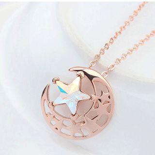 Swarovski Elements Star And Moon Pendant Necklace