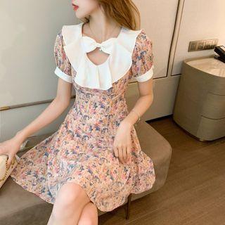 Bow Floral Mini A-line Dress