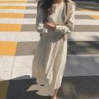 Gathered-waist Plain Long Dress