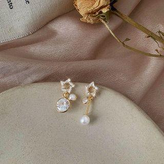 Non-matching Star Drop Earring Silver Needle - One Size