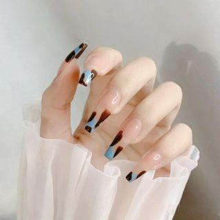 Print Pointed Faux Nail Tips X61 - Light Pink - One Size