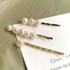 Set Of 3: Faux Pearl Hair Pin (various Designs) Set Of 3 - Gold - One Size