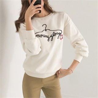 Letter-embroidered Brushed-fleece Lined Sweatshirt