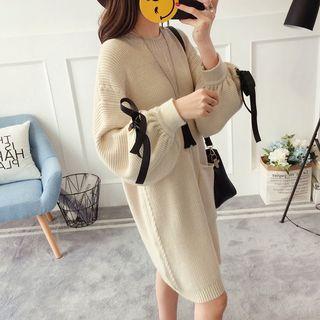 Balloon-sleeve Sweater Dress