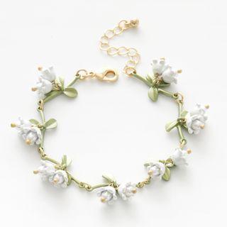 Flower Bracelet Green & Gold - One Size