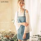 Sleeveless Loose-fit Pocketed Denim Jumper Dress