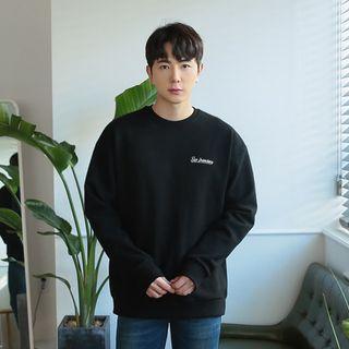 Lettering-embroidered Colored Sweatshirt