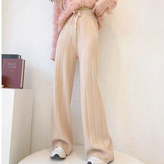 Drawstring Waist Wide Leg Knit Pants