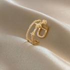Rhinestone Layered Open Ring 1 Pc - J267 - Gold - One Size