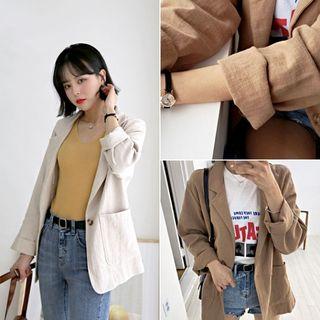 Single-button Loose-fit Linen Jacket
