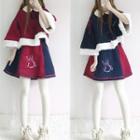 Fleece-trim Cape Jacket / Color-block Skirt