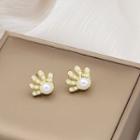 Palm Faux Pearl Earring 1 Pair - E1650 - White - One Size