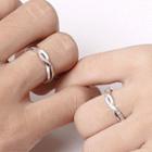 Couple Matching Rhinestone Letter Helical Sterling Silver Rings