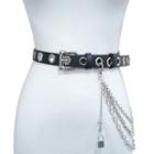 Faux Leather Chain Accent Buckled Belt As Shown In Figure - One Size