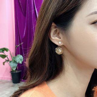 Faux Pearl Wirework Dangle Earring Gold - One Size