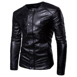 Faux Leather Embossed Jacket