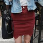 Fray-hem Mini Skirt