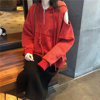 Cutout Hoodie / Midi A-line Skirt