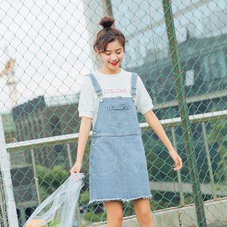 Plain Mini Dungaree Dress