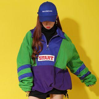 Lettering Boxy Sweatshirt Green & Purple - One Size