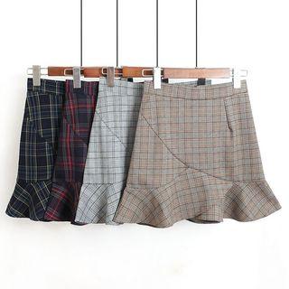 Plaid Ruffle Mini Skirt