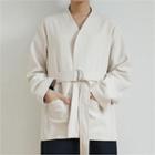 Lapeless Open-front Boxy-fit Cotton Jacket