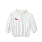 Cherry Embroidered Collared Short-sleeve T-shirt