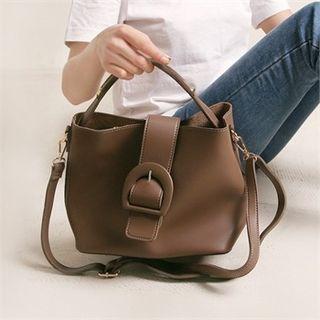 Buckled Hand Bag With Shoulder Strap