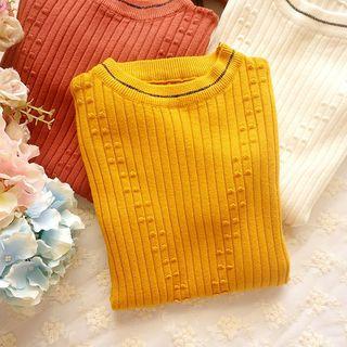 Contrast-stripe Ribbed Sweater