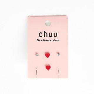 Mix-match Heart Earrings (3 Pairs)