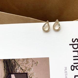 Rhinestone Drop Earring 1 Pair - Gold & Silver - One Size