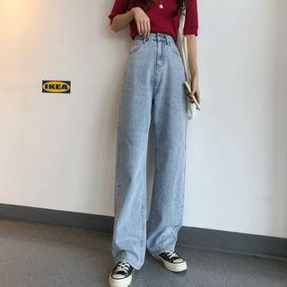 High-waist Lace Up Back Jeans