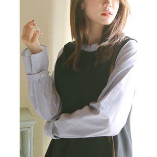 Inset Striped Shirt Shift Dress