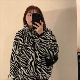 Zebra Print Zip Jacket Zebra - One Size