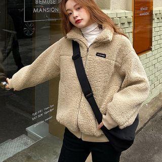 Fluffy Zipped Jacket Khaki - One Size