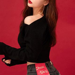 Boatneck Asymmetric Hem Sweater