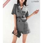 Double-button Blazer & Shorts Officewear Set