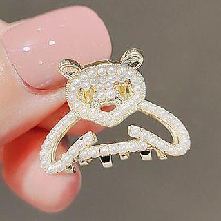 Bear Faux Pearl Hair Clamp Ly1410 - White & Gold - S
