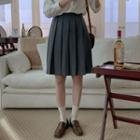 Zip-side Pleated Midi A-line Skirt
