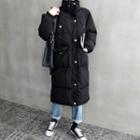 High-neck Long Puffer Coat Black - One Size