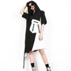 Color Block Hooded Short-sleeve T-shirt Dress