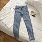 Asymmetric High-waist Cropped Jeans