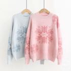 Snowflake Print Sweater / Heart Print Sweater