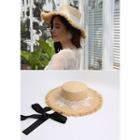 Fringe-trim Beribboned Raffia Sun Hat