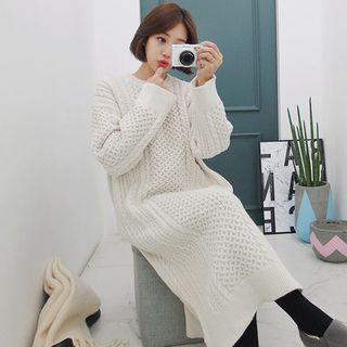 Long Cable-knit Dress Ivory - One Size