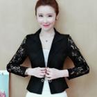 Long-sleeve Lace Panel Double-breasted Blazer