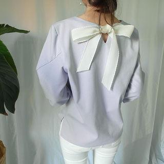 Draped-sleeve Bow-back Top