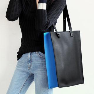 Two-tone Synthetic Leather Tote