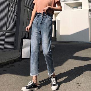 High-waist Ruffle Denim Pants